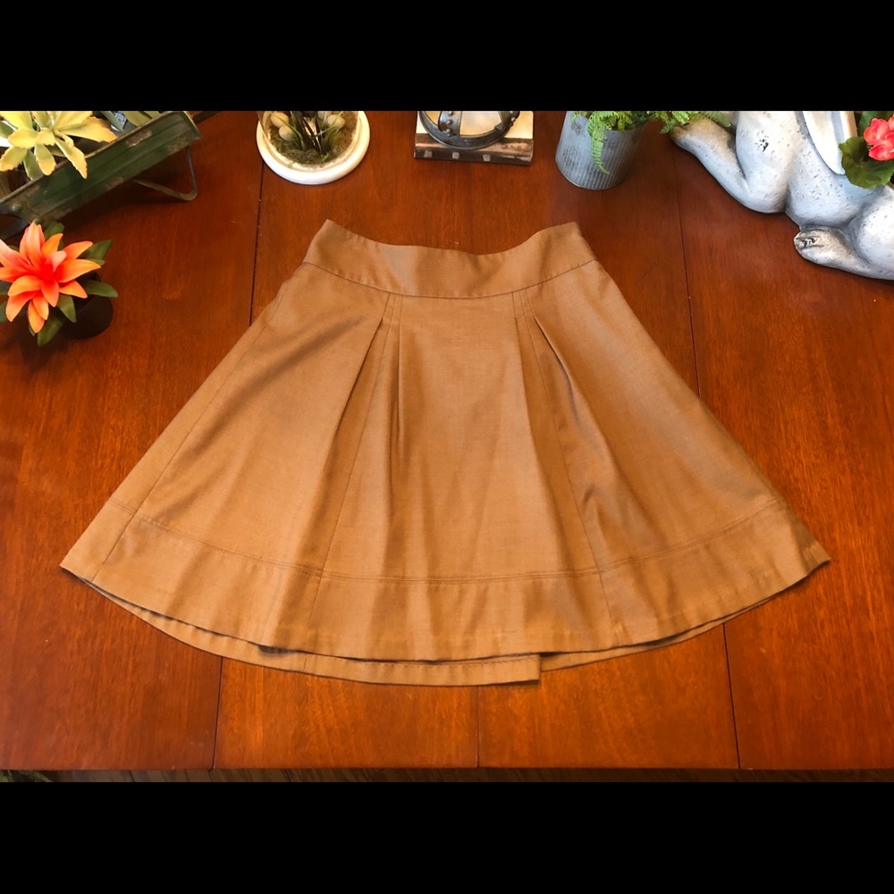 The Limited Camel Colored Pleated Flair Skirt